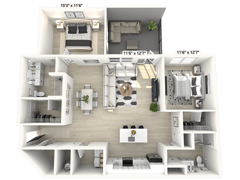 2 bed 2 bath D at Luxe 360 on Centerpointe Apartments, Midlothian